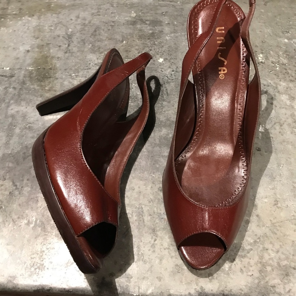 Chocolate Peep Toe Heels